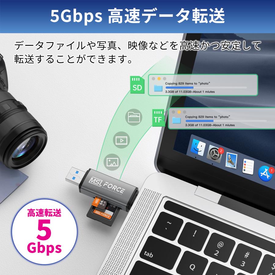 本日最大600円引き iPhone15 Plus Pro Max 対応 USB 3.0 2in1 3in1 Type-C カードリーダー 適格請求書発行可 uc0116 送料無料｜mslforce｜03