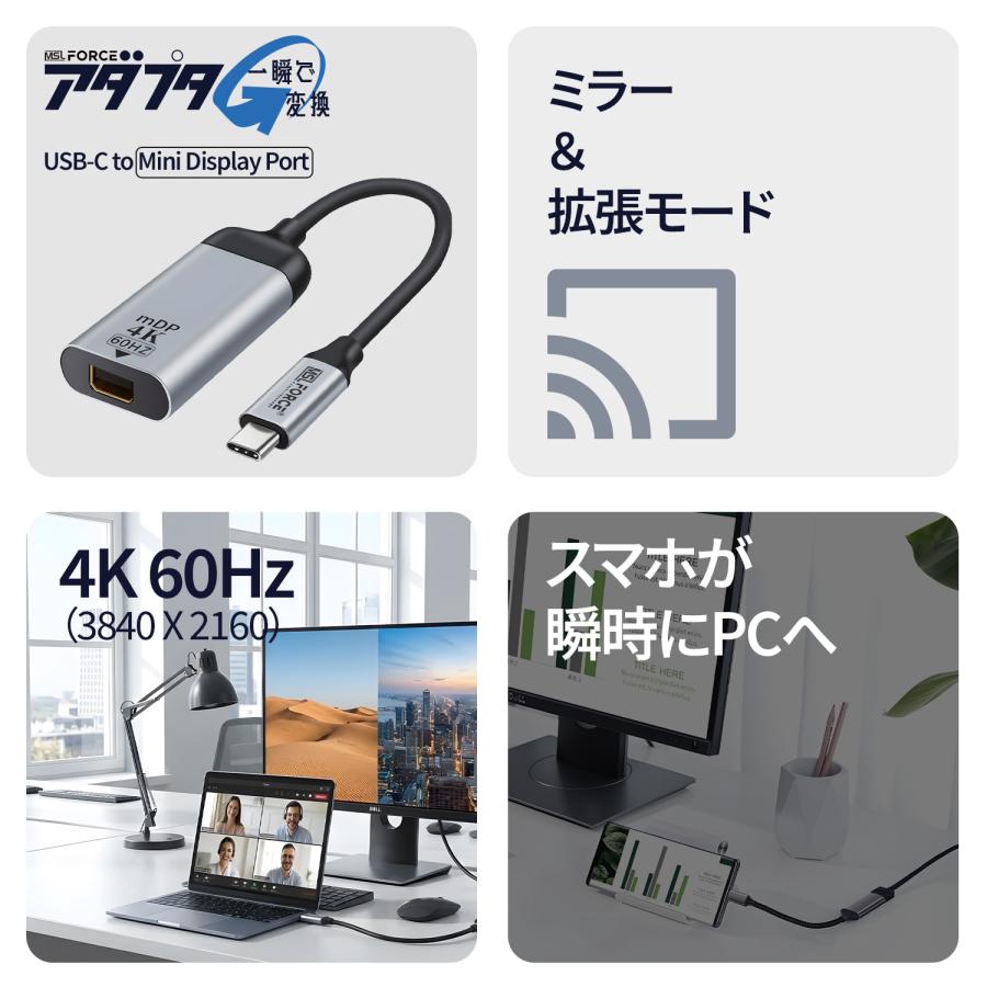 【最大600円OFF限定クーポン】Type-C Thunderbolt 3 変換ケーブル 4K@60HZ MDP タブレット ノートパソコン モニター iphone15/16シリーズ対応  uc0118 送料無料 | MSL FORCE | 01