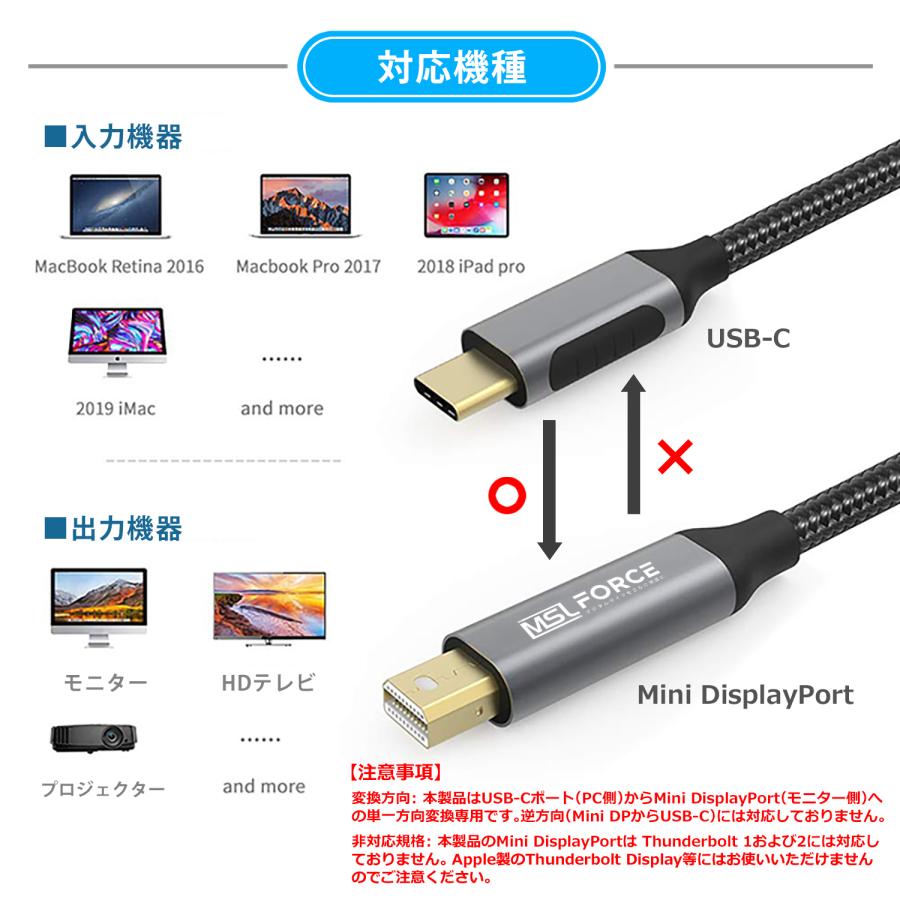 【最大600円OFF限定クーポン】Type-C Thunderbolt 3 変換ケーブル 4K@60HZ MDP タブレット ノートパソコン モニター iphone15/16シリーズ対応  uc0118 送料無料 | MSL FORCE | 06