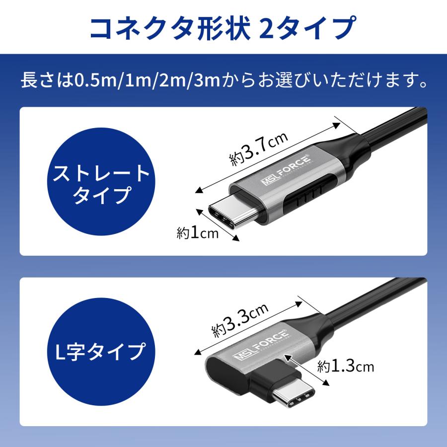 【２個目半額/最大600円OFF限定クーポン】Type-C オス ケーブル 0.5m 1m 2m 3m Gen2 100W/5A 急速充電 4K/60Hz iphone15/16シリーズ対応  uc0122 送料無料 | MSL FORCE | 08