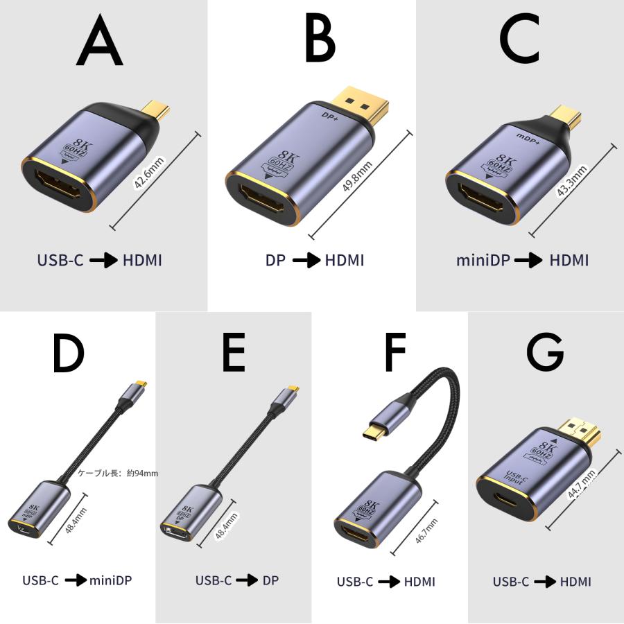 【1980円から〜2個目半額/3個目タダ】Type-C HDMI DisplayPort 変換アダプタ 8K 60Hz 双方向変換対応 Type-C to DP / DP to Type-C 高解像度 8K/60Hz HDR対応 | MSL FORCE | 05