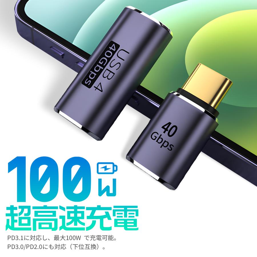 【最大600円引き】USB-C L字アダプター 80Gbps 40Gbps高速転送 PD100/140W/240W急速充電 8K@60Hz映像出力 USB4/Thunderbolt対応 90度L型 断線防止 スマホ対応 | MSL FORCE | 03