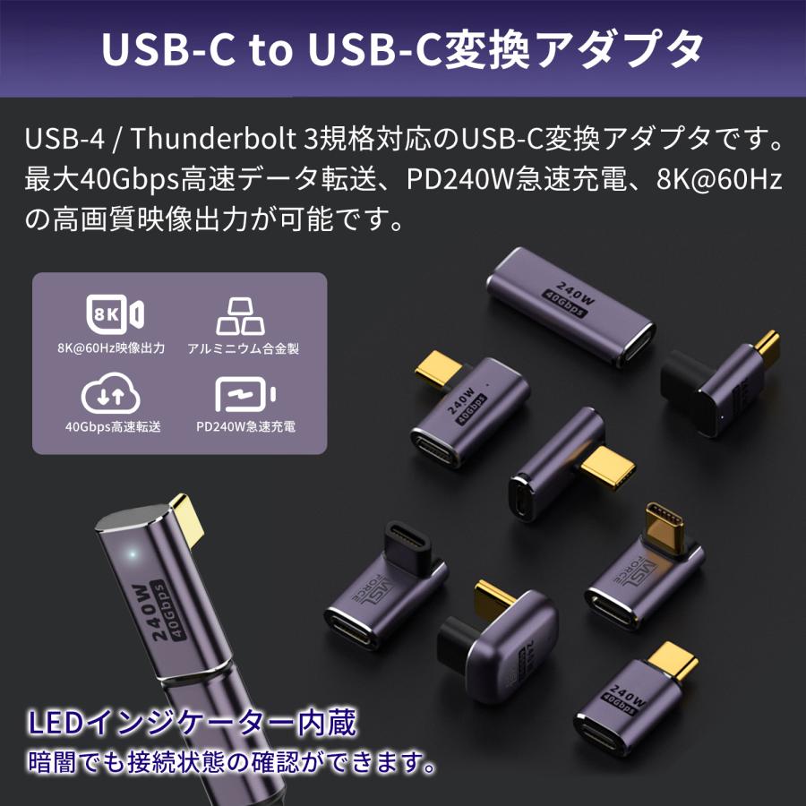 【２個目半額/最大600円OFF限定クーポン】USB-C to USB-C変換アダプタ 40Gbps高速データ転送、PD240W急速充電、8K@60Hzの高画質映像出力 送料無料 | MSL FORCE | 01