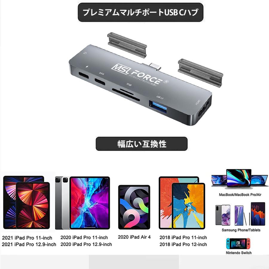 【最大600円OFF限定クーポン】Type-C ipadハブ 4K HDMI付き 3.5mm オーディオジャック ハブ データー転送 5Gbps  充電ポート 適格請求書発行可 uc300 送料無料 | MSL FORCE | 01