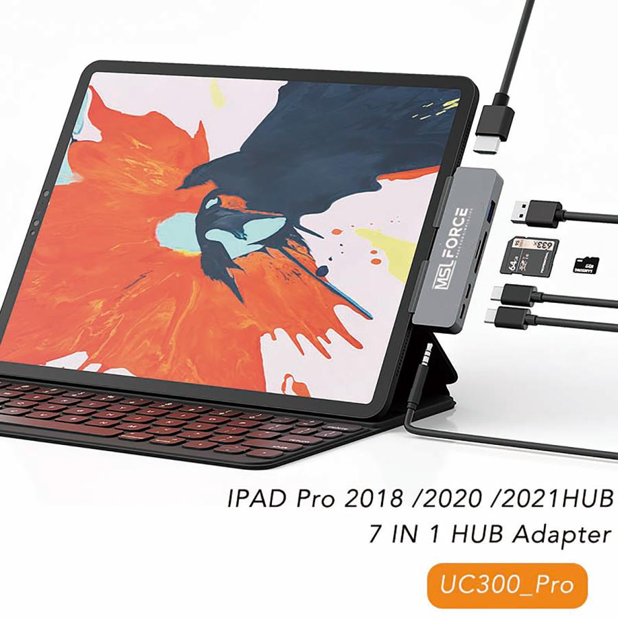 【最大600円OFF限定クーポン】Type-C ipadハブ 4K HDMI付き 3.5mm オーディオジャック ハブ データー転送 5Gbps  充電ポート 適格請求書発行可 uc300 送料無料 | MSL FORCE | 07