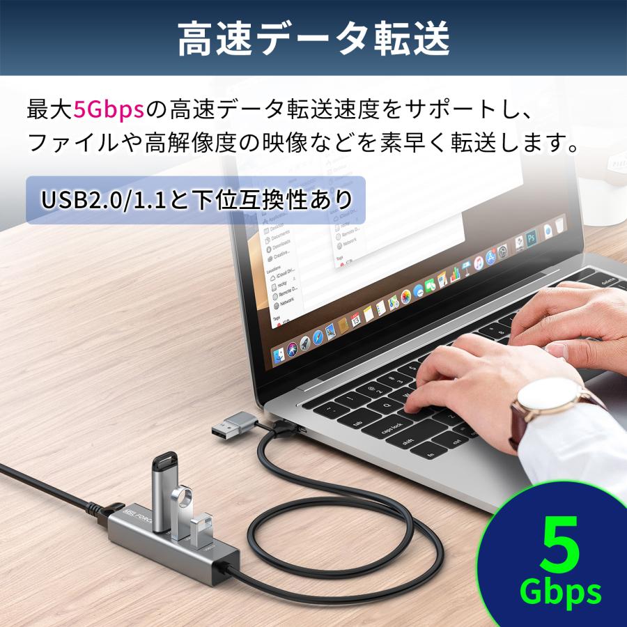 【最大600円OFF限定クーポン】4in1 USB3.0 LAN usbハブ USB-A USB-C RJ45 1000Mbps 5Gbps 高速転送 Type-C ケーブル 60cm  uc4011 送料無料 | MSL FORCE | 03
