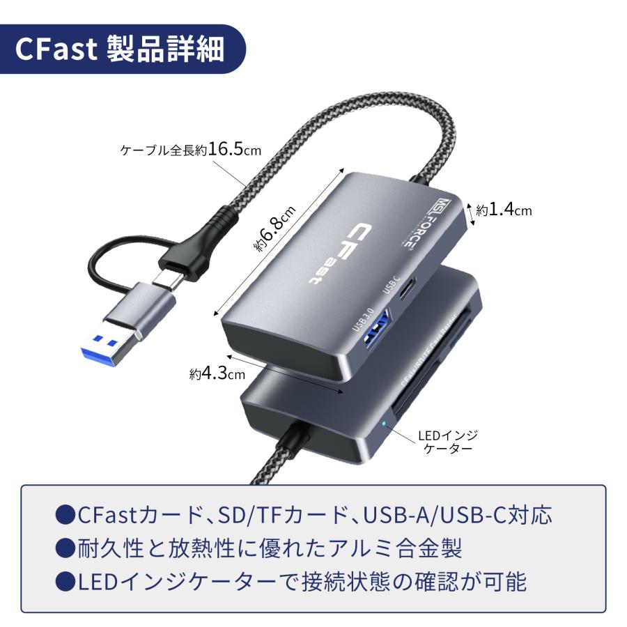 【安心の日本企業】 MSL FORCE 適格請求書発行可 6in2 5in2 CFastカードリーダー USB-A USB-C 両対応ケーブル USB3.2 Gen2 10Gbps Type A/B専用 送料無料 | MSL FORCE | 09