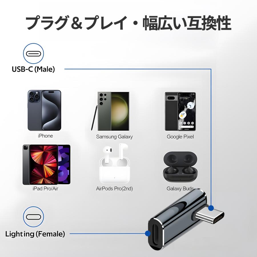 【2個目半額】2個セット Lightning USB-C 変換アタブタ 高速充電 データ転送 軽量 小型 コンパクト 持ち運び L字 ul0153 送料無料 | MSL FORCE | 06