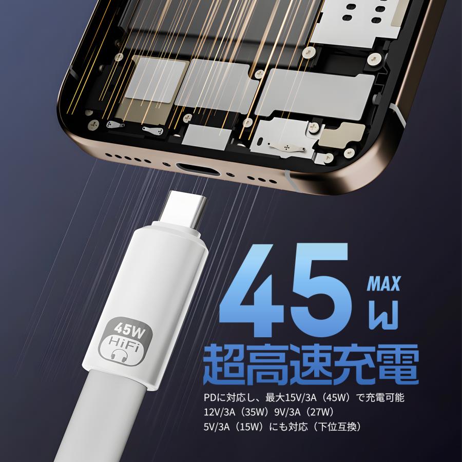【最大600円引き】Lightning to Type-C 変換アダプター PD45W 超高速充電 イヤホン対応 (通話/音楽/リモコン) 480Mbps データ転送 OTG対応 | MSL FORCE | 02