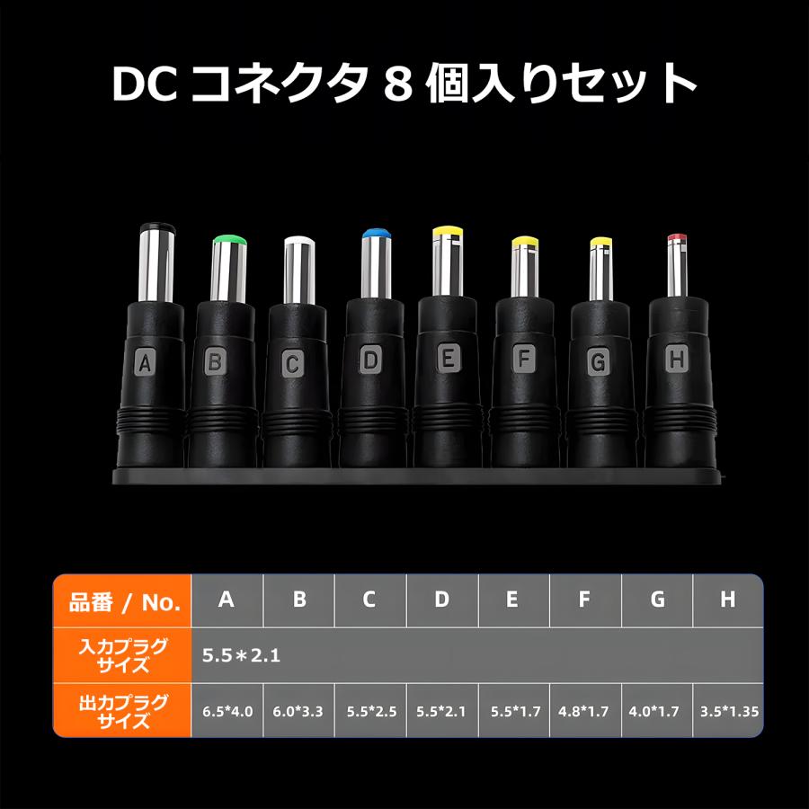 【最大600円引き】 PD 変換 DCケーブル 140W対応 電圧チェッカー デジタル表示 8個/10個変換アダプタセット 6段階電圧調整 高速充電 ノートPC 汎用電源ケーブル | MSL FORCE | 06