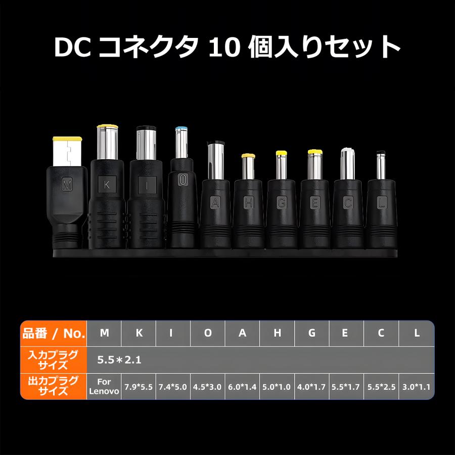 【最大600円引き】 PD 変換 DCケーブル 140W対応 電圧チェッカー デジタル表示 8個/10個変換アダプタセット 6段階電圧調整 高速充電 ノートPC 汎用電源ケーブル | MSL FORCE | 07