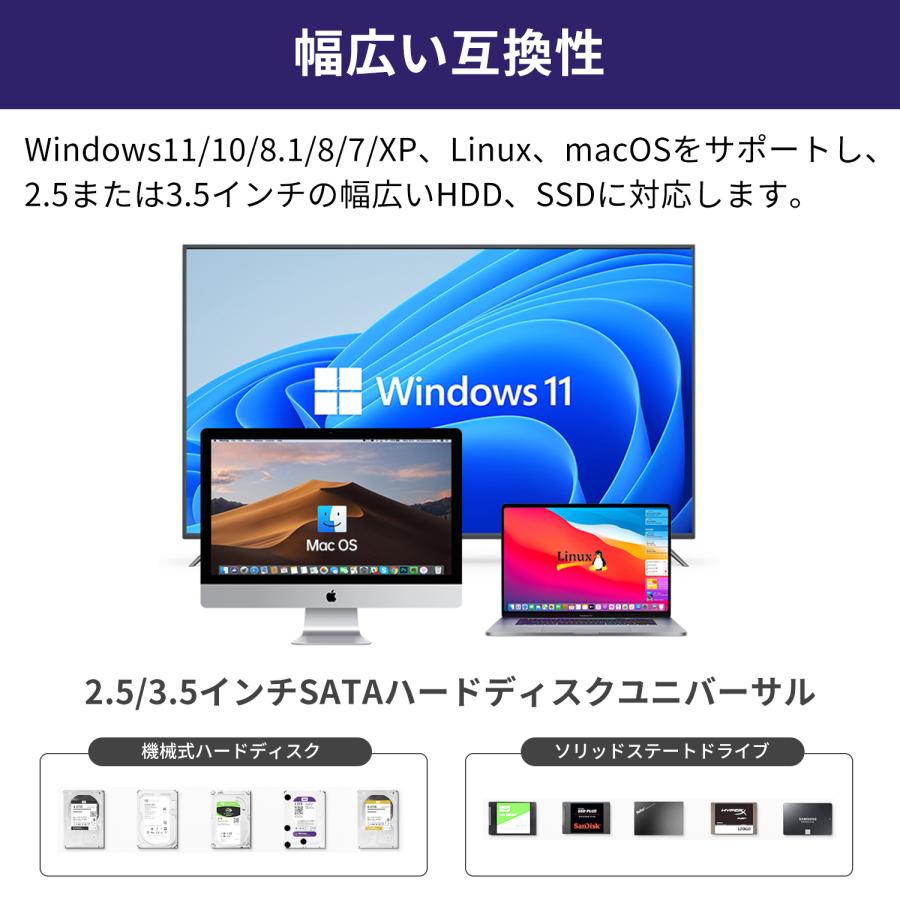 【39%OFF限定クーポン】適格請求書発行可 SATA HDD外付けケース 2台 2.5 3.5インチ RAID機能 USB3.0 5Gbps DATA ハードディスクケース x0245 送料無料 (39%)_6