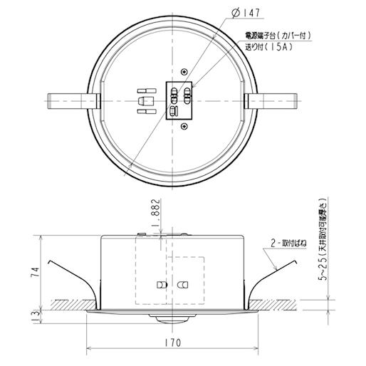 三菱電機 EL-DB31114B LED非常用照明器具 埋込形 φ100 特高天井用