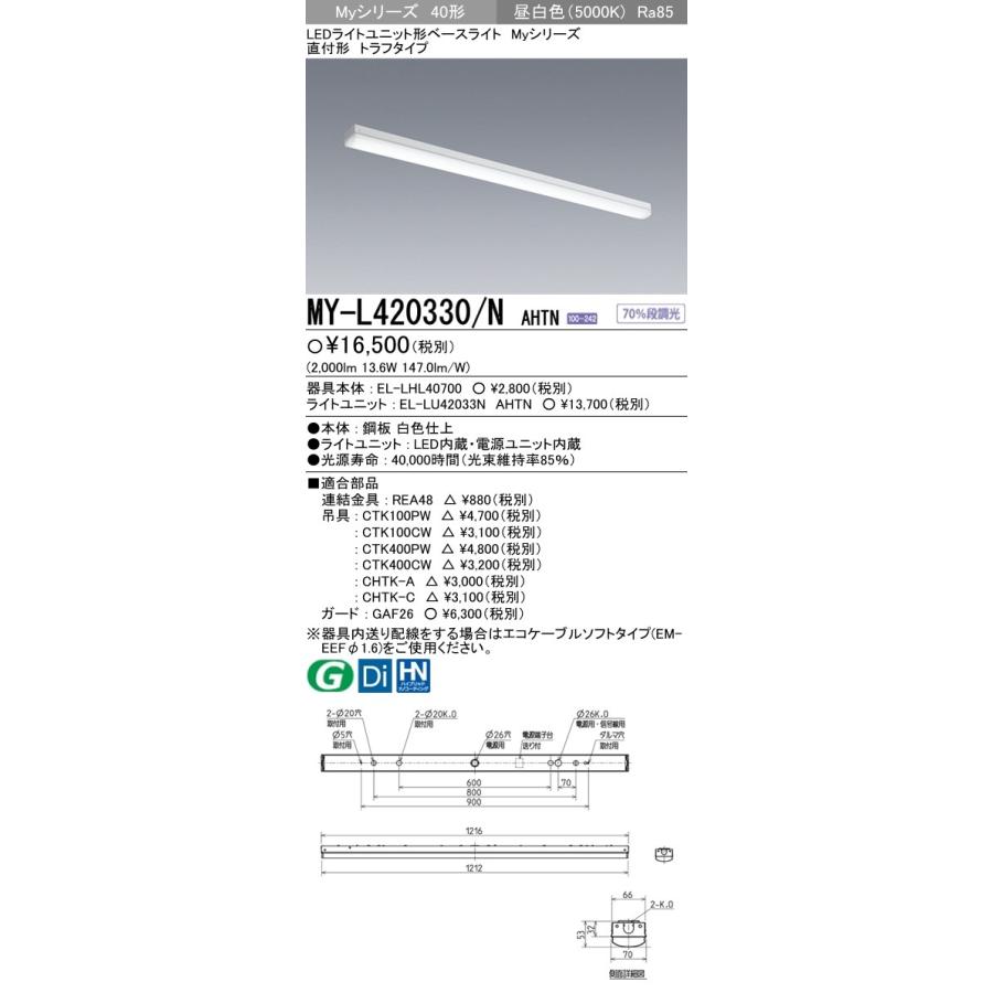 三菱Myシリーズ LEDライトユニット 4000lm 温白色 LEDライトユニット形