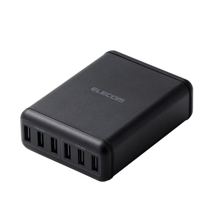 エレコム ELECOM スマートフォン・タブレット用AC充電器 USB-A6ポート おまかせ充電 電源ケーブル1.5m ブラック MPA-ACD03BK｜msmart