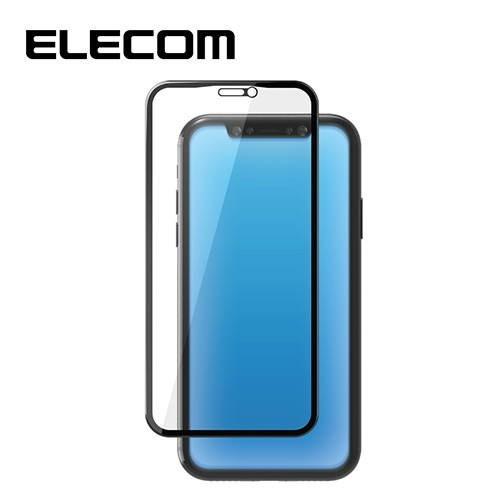エレコム PM-A19BFLGFRBLB iPhone 11 Pro / iPhone XS / iPhone X 強化ガラス フィルム 全面保護 3DPETフレーム採用で角割れを防止 ブルーライト ブラック｜msmart