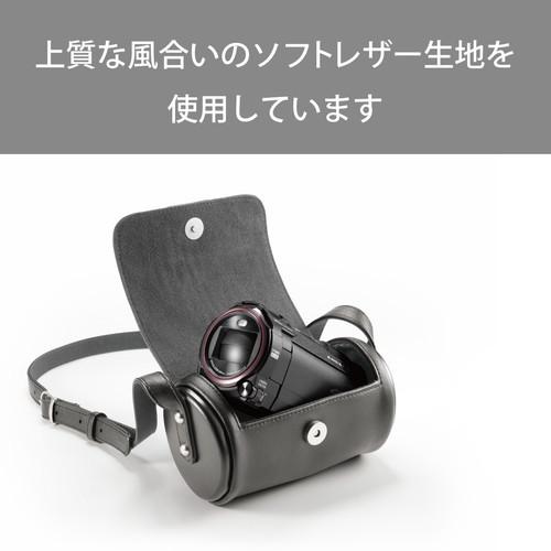 エレコム ELECOM カメラケース ビデオカメラ用 ショルダータイプ レザー フラップ マグネット ワンタッチ開閉 ブラック DVB-027BK｜msmart｜04