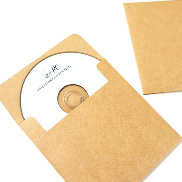 クラフト紙製 CD ケース 40枚セット 透明丸シール付き 収納 整理