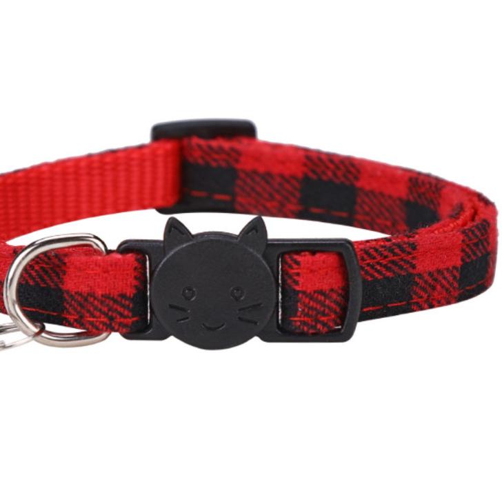 グレーチェック、わんちゃん猫ちゃん用首輪 グレーチェック、わんちゃん猫ちゃん用襟付き首輪