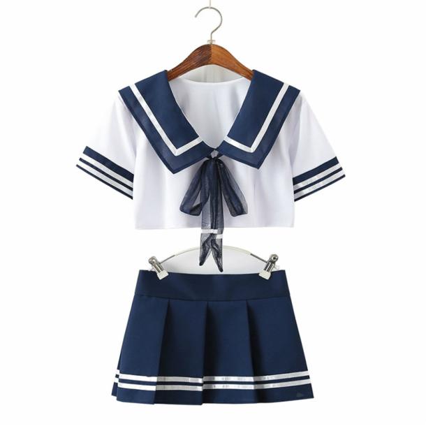 セクシー セーラー服 4点セット コスプレ 半袖 リボン 女子制服