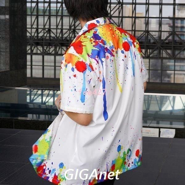 メンズファッション ゆったり柔らか 柄シャツカラフルインクペイントオープンカラー半袖シャツダンス衣装ヒップホップコスチューム韓国ファッション大きいサイズ個性的 Dcmfphjzcp Austinstagingandproduction Com