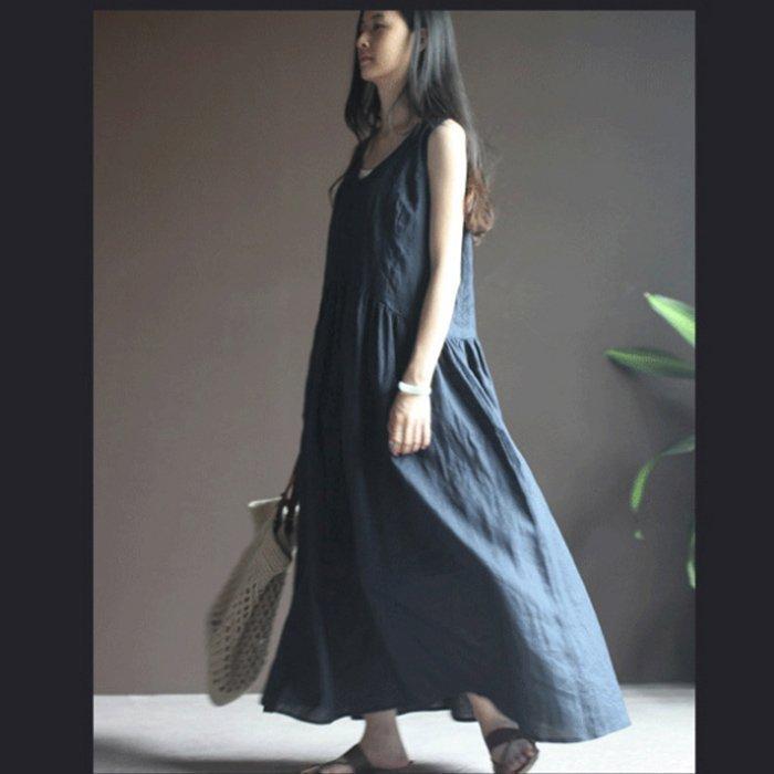 リネンワンピース綿麻混マキシワンピースノースリーブ袖なしワンピースワンピaラインtシャツワンピロングワンピノースリーブカジュアル クリスマスファッション