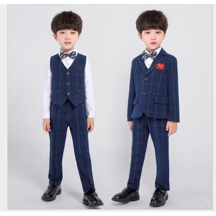 チェック柄子どもスーツタキシード男の子スーツキッズスーツおしゃれ5点セット子供服司会者入学式発表会結婚式演出会ピアノ成人式カッコイイ 沸騰ブラドン