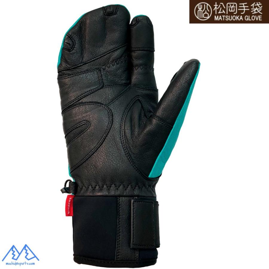 松岡手袋 マツオカ 3本指 スキーグローブ エルゴグリップ やぎ革 牛革 ターコイズブルー ブラック Extream Ride ERGOGRIP MATSUOKA GLOVE 26ESK 2130 TBLUEBK |  | 01