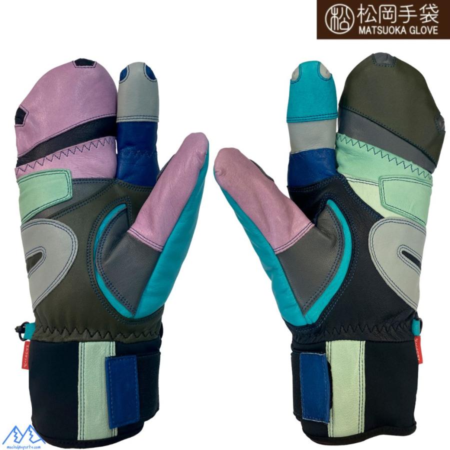 松岡手袋 マツオカ 3本指 スキーグローブ エルゴグリップ やぎ革 牛革