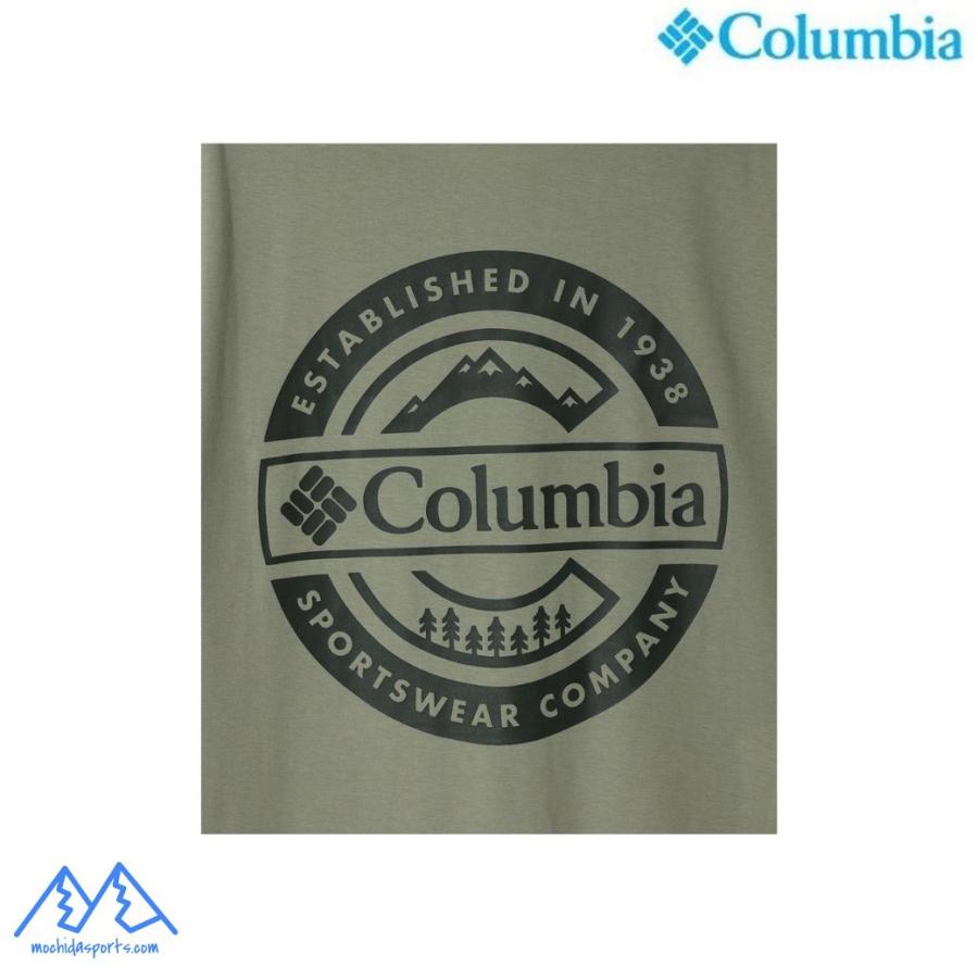 コロンビア Tシャツ ラピッドリッジ バック グラフィック Tシャツ II グリーン Columbia Rapid Ridge Back Graphic Tee II Safari Button Badge AJ2960 348 | Columbia | 02