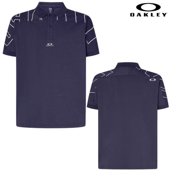 オークリー ポロシャツ ネイビー 吸汗速乾 ストレッチ 軽量 OAKLEY Enhance SS Graphic Polo 1.0 FOGGY BLUE FOA406312 6FB | OAKLEY | 01