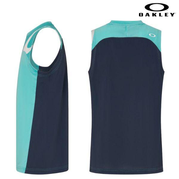オークリー タンクトップ ノースリーブ シャツ ライトブルー/ネイビー 接触冷感 OAKLEY Enhance Tech Cold Ns Crew 2.0 Teal Blue  FOA406323-64R | OAKLEY | 01