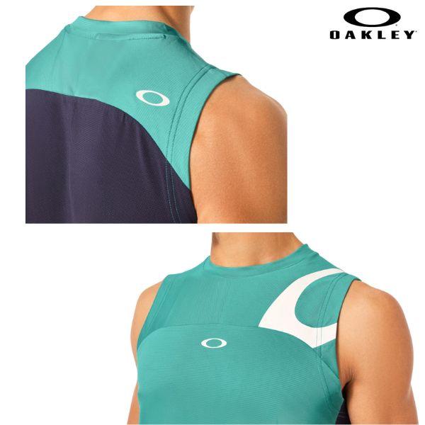 オークリー タンクトップ ノースリーブ シャツ ライトブルー/ネイビー 接触冷感 OAKLEY Enhance Tech Cold Ns Crew 2.0 Teal Blue  FOA406323-64R | OAKLEY | 02