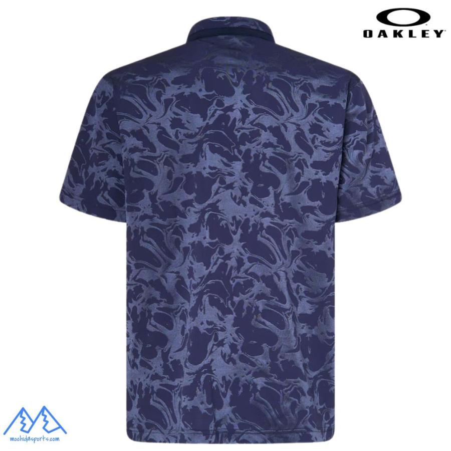 オークリー 半袖 ポロシャツ グラフィック ネイビー ブルー 吸汗速乾 伸縮 形状安定 軽量 OAKLEY O-Sync Pack Polo Graphic 1.0 FOGGY BLUE  FOA407568 6FB | OAKLEY | 01