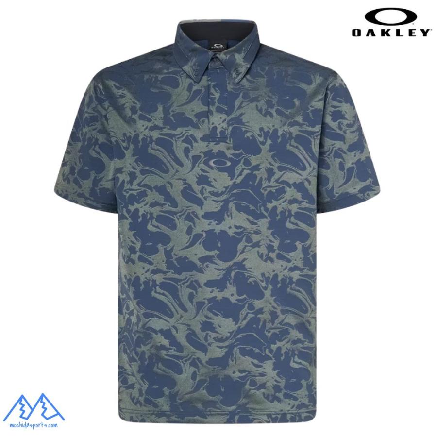 オークリー 半袖 ポロシャツ グラフィック ブルーグレー 吸汗速乾 伸縮 形状安定 軽量 OAKLEY O-Sync Pack Polo Graphic 1.0 DARK SLATE  FOA407568 94A | OAKLEY