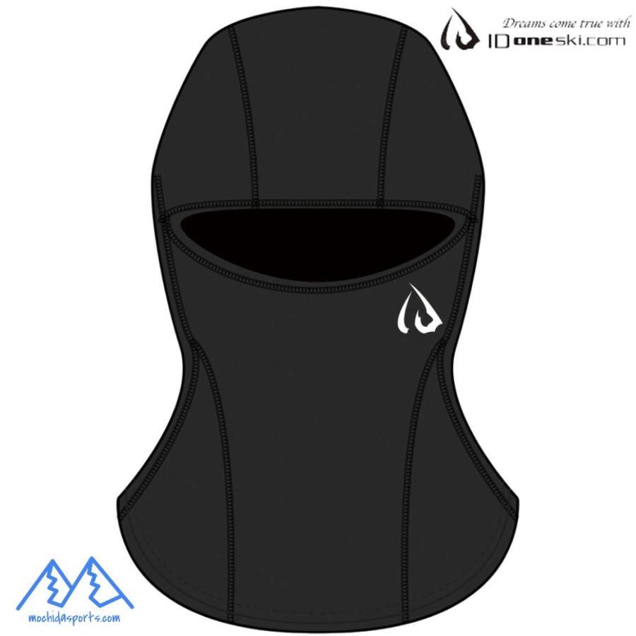 INHABITANT バラクラバ一体型ミドルレイヤー　サムホール　ロゴ山脈　Ｌ アイディーワン バラクラバ ブラック ID ONE BALACLAVA GLOBAL 01