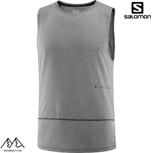 SALOMON（サロモン） ランニングタンクトップ ノースリーブ ブラック杢