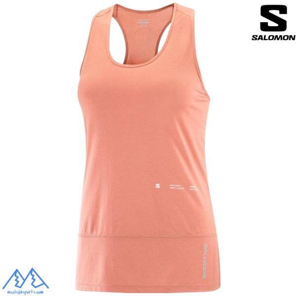 サロモン レディース ランニングタンクトップ ノースリーブ ピンク SALOMON CROSS RUN TANK GFX LIGHT MAHOGANY 女性用 トレラン ランニング  LC2201400 | SALOMON