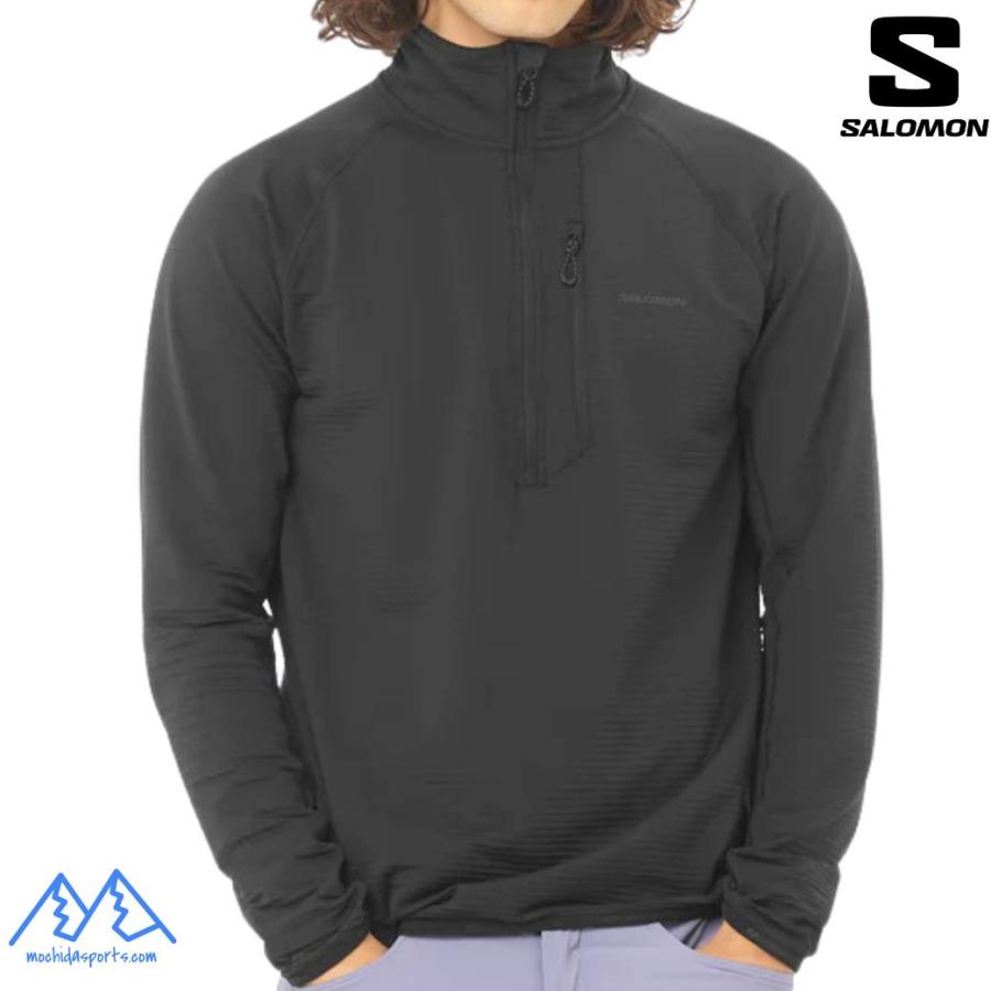 SALOMON サロモン ハーフジップ フリース ストレッチ ブラック ESSENTIAL LIGHTWARM HZ DEEP BLACK LC2444400 | SALOMON | 01