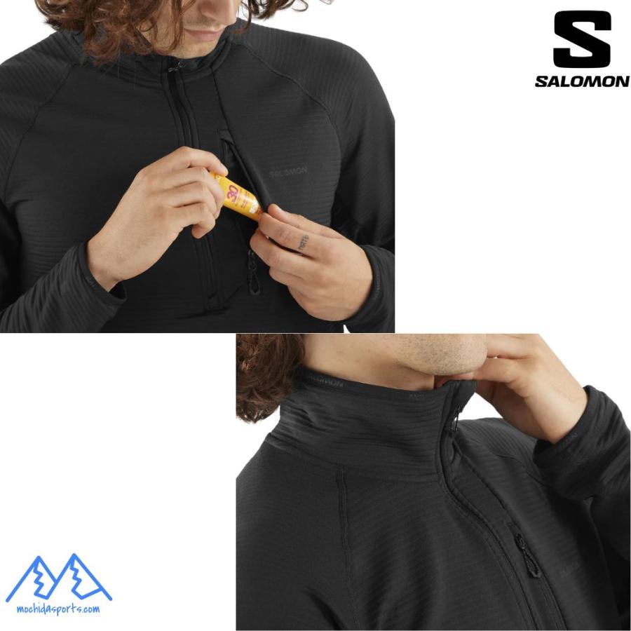 SALOMON サロモン ハーフジップ フリース ストレッチ ブラック ESSENTIAL LIGHTWARM HZ DEEP BLACK LC2444400 | SALOMON | 03