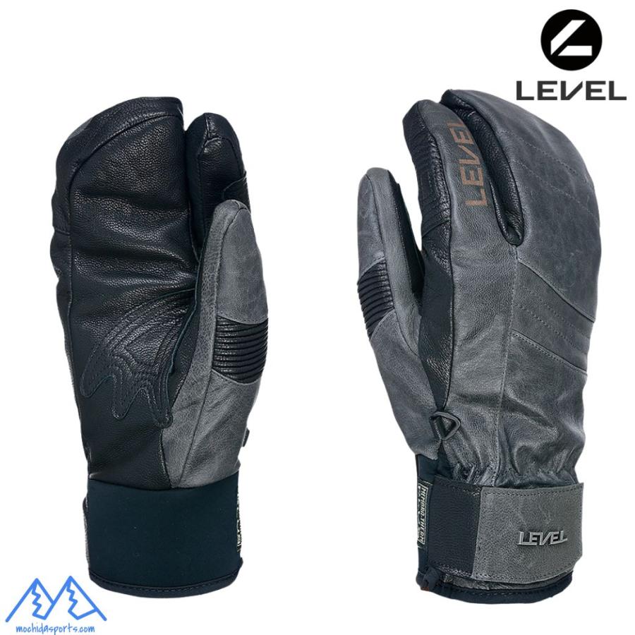 LEVEL（レベル） 3本指 スキーグローブ 防水 山羊革 アンスラサイト