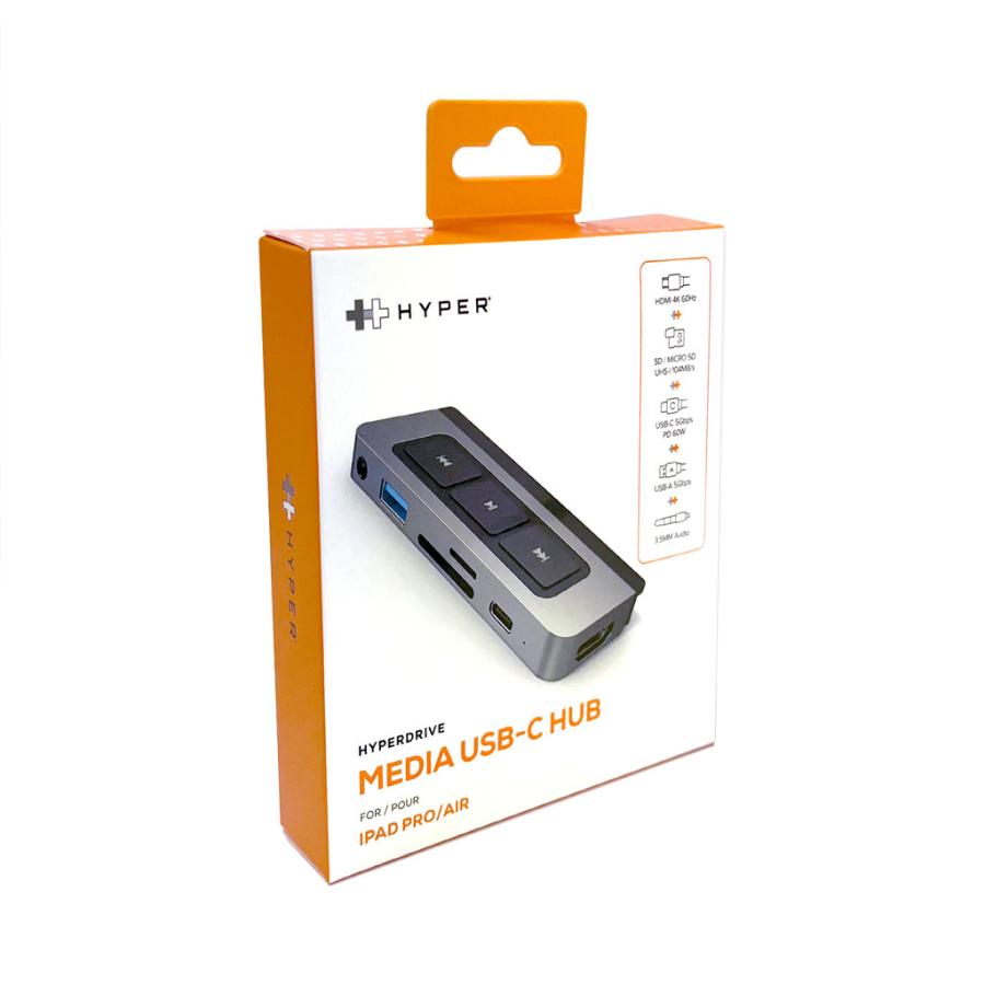 国内正規品 HYPER HyperDrive 6-in-1 USB-C Media Hub for iPad メディアショートカットキーを備えたiPad用 HP-HD449｜msquall-y｜15