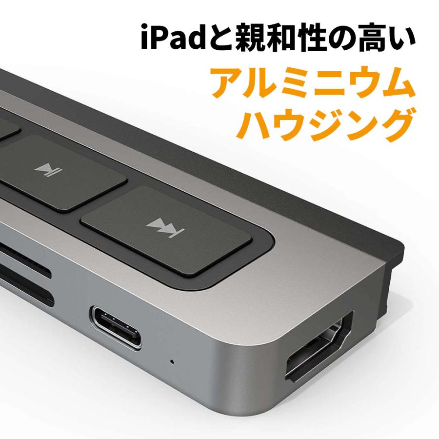 国内正規品 HYPER HyperDrive 6-in-1 USB-C Media Hub for iPad メディアショートカットキーを備えたiPad用 HP-HD449｜msquall-y｜10