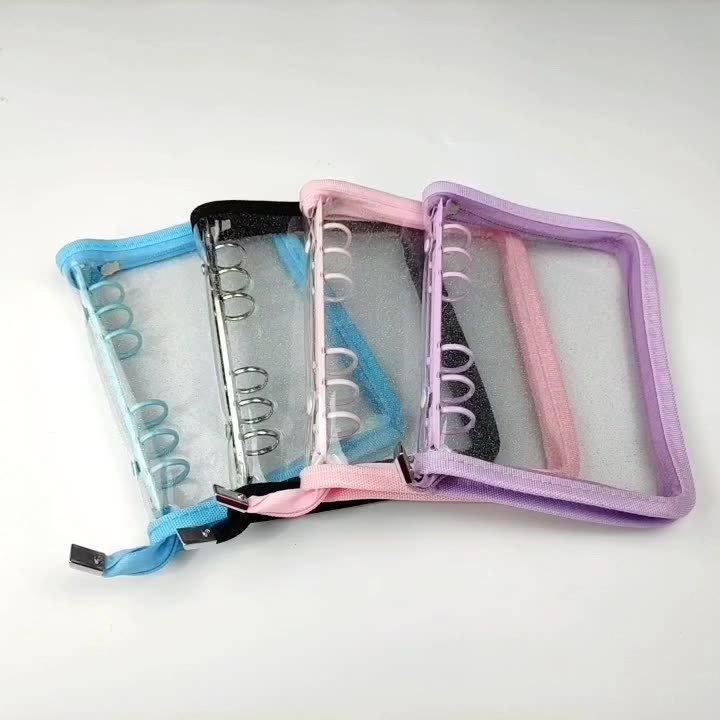 バインダークリアラメA56穴ファスナー付きファイル保管収納メモ