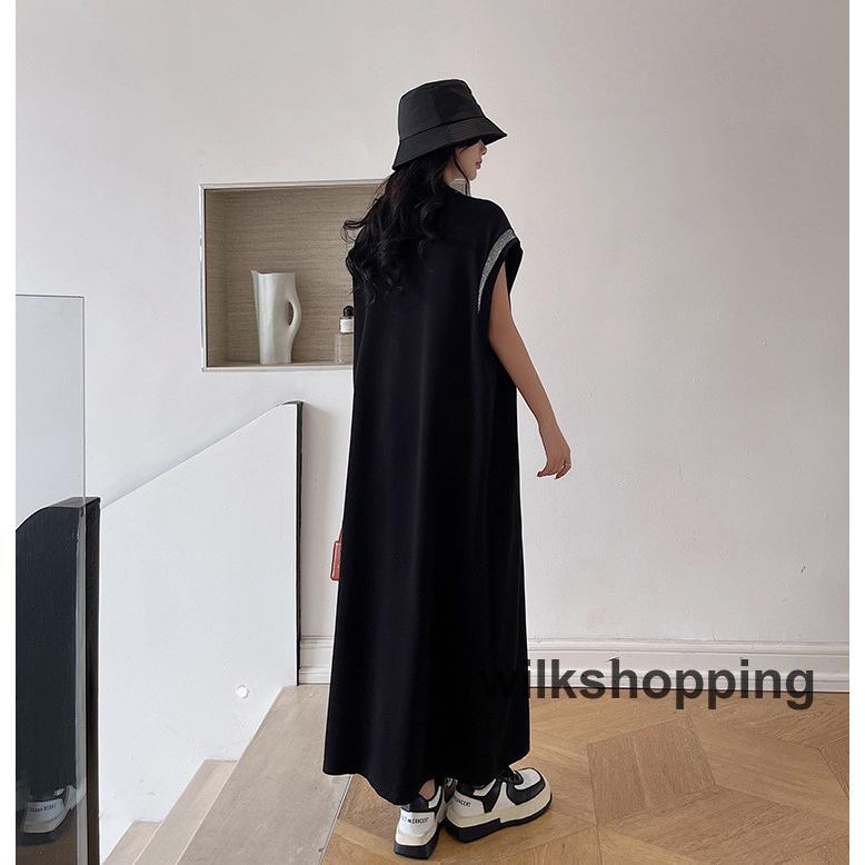ロングワンピース ノースリーブ 半袖 ワンピース 楽チン クール