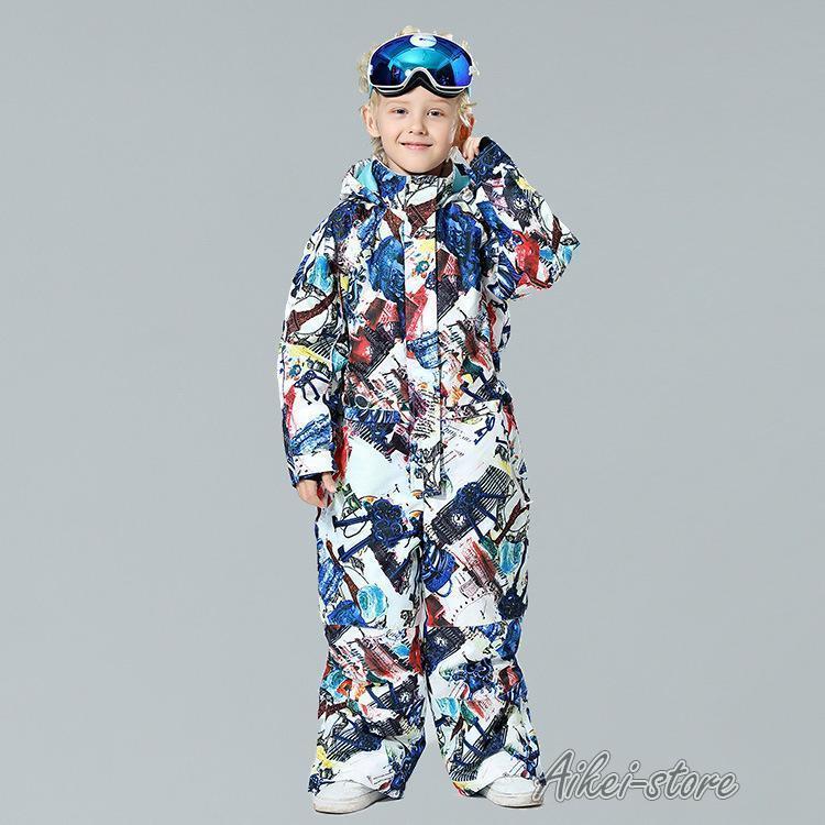 スキーウェア ジュニア キッズ こども用 つなぎ 防水 防寒 防風 ジャンプスーツ 100?160 つなぎ 女の子 男の子 雪遊び 冬 暖か_2