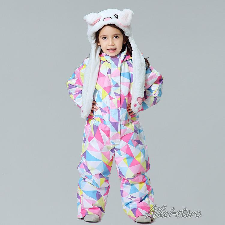 スキーウェア ジュニア キッズ こども用 つなぎ 防水 防寒 防風 ジャンプスーツ 100?160 つなぎ 女の子 男の子 雪遊び 冬 暖か_5