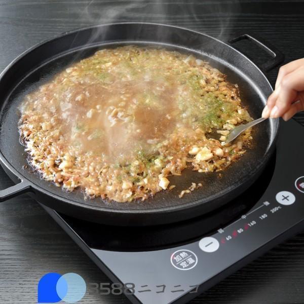 鉄板プレート お好み焼き もんじゃ焼き IH対応 丸型 32cm 円形 鉄鋳物製 卓上コンロ 調理器用 | 