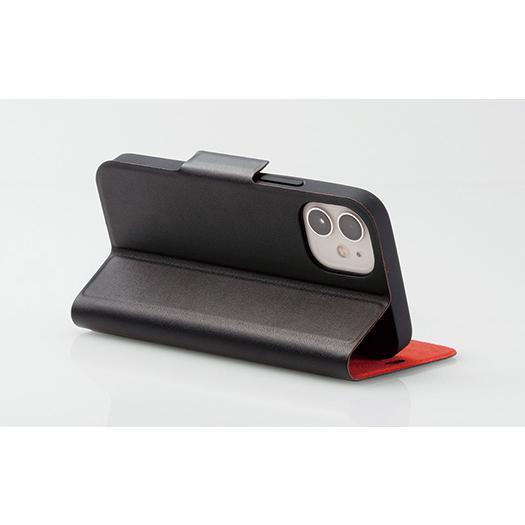 ELECOM アウトレット iPhone 12 mini レザーケース ブラック ELECOM アウトレット iPhone 12 mini レザーケース ブラック