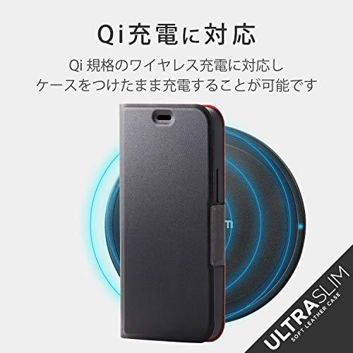 アウトレット iPhone 12 mini レザーケース ブラック エレコム UltraSlim 磁石付き 手帳型 ワイヤレス充電 Qi充電対応 PM-A20APLFUBK | ELECOM | 08